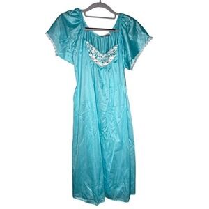 NWT Deadstock vintage Waltz With Me baby blue floral lace nightgown